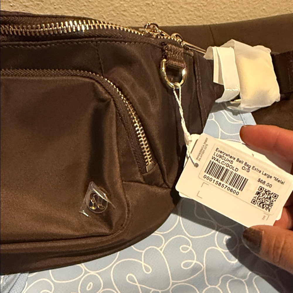 lululemon athletica brown walnut crunch with gold Belt Bag XL - Picture 2 of 9